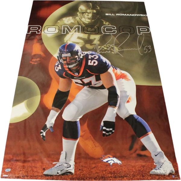 Bill Romanowski Autographed/Signed Denver Broncos Poster Mounted Memories 51334