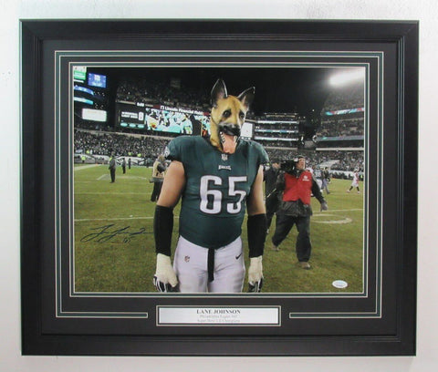 Lane Johnson Signed 16x20 Photo Philadelphia Eagles Framed JSA 185685