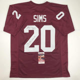 Autographed/Signed Billy Sims 78 Heisman Oklahoma Maroon Jersey JSA COA