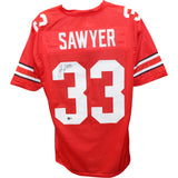 Jack Sawyer Autographed College Style XL Red Jersey Beckett Witness 50080