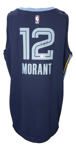 Ja Morant Signed Memphis Grizzlies Navy Blue Nike Swingman XL Jersey BAS