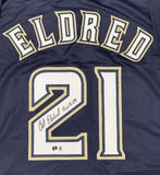 CAL ELDRED Signed Custom Replica Navy Brewers Jersey AUTO - BAS