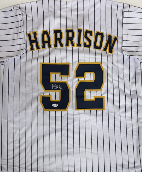 KYLE HARRISON Signed Custom Replica Pinstripe Brewers Jersey AUTO - JSA