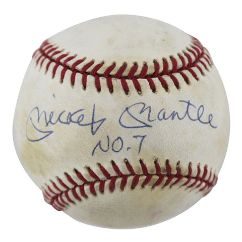 Yankees Mickey Mantle No. 7 Authentic Signed Baseball BAS #AD64115
