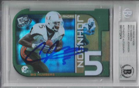 Andre Johnson Autographed 2003 Press Pass #BN13 Rookie Card BAS Slab 29461