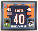 Gale Sayers Signed Bears 35" x 43" Framed Jersey (PSA) 1965 NFL ROY / HOF 1977