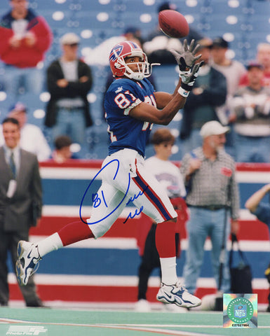 Peerless Price Signed Bills Blue Jersey Catching Ball 8x10 Photo - (SS COA)