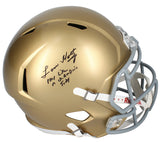 Lou Holtz Autographed "Play Like A Champion" Full Size Helmet Fanatics