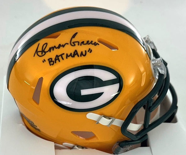 Packers AHMAN GREEN Signed Riddell Speed Mini Helmet AUTO w/ "Batman" - BAS