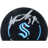 Yanni Gourde Autographed/Signed Seattle Kraken Official Puck Fanatics 53811
