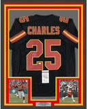 Framed Autographed/Signed Jamaal Charles 33x42 Kansas City Black Jersey JSA COA