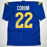 Autographed/Signed Blake Corum Los Angeles LA Blue Jersey Beckett BAS COA
