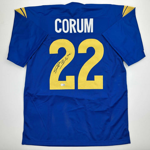 Autographed/Signed Blake Corum Los Angeles LA Blue Jersey Beckett BAS COA