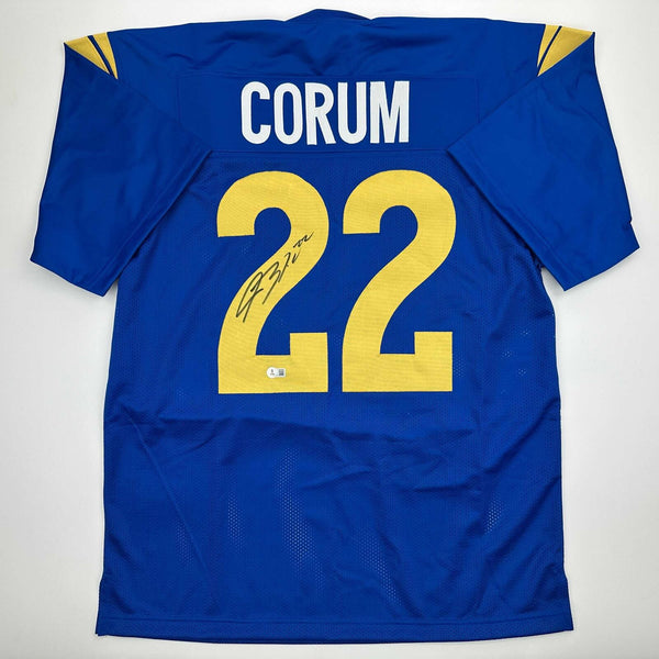 Autographed/Signed Blake Corum Los Angeles LA Blue Jersey Beckett BAS COA