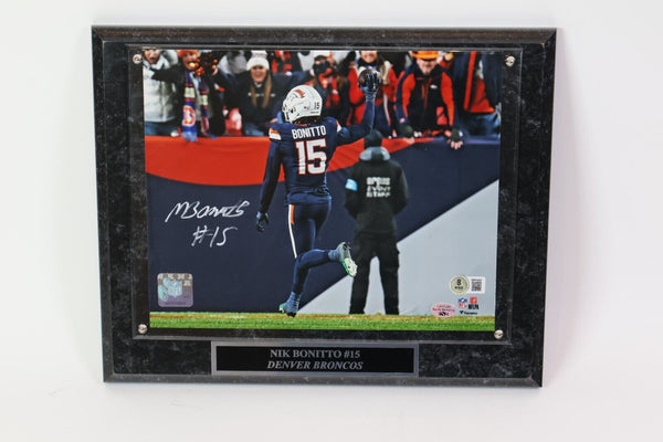 Nik Bonnito Autographed 8x10 Navy Jersey Photo with Plaque Beckett COA