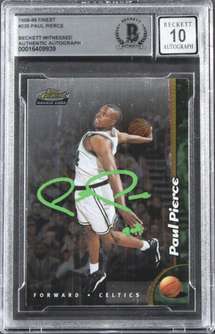 Celtics Paul Pierce Signed 1998 Finest #235 Rookie Card Auto 10! BAS Slabbed