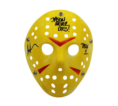 Ari Lehman Signed Friday the 13th Yellow Costume Mask - Jason Never Dies