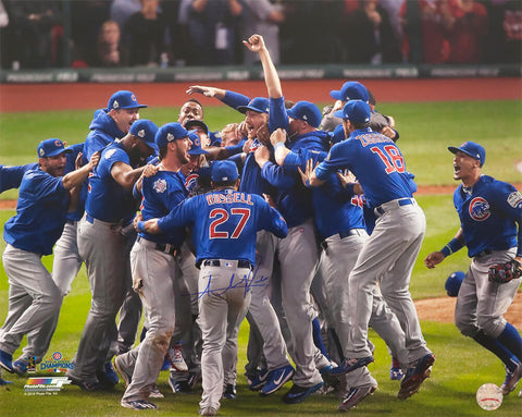 Addison Russell Signed Cubs 2016 WS Team Celebration 16x20 Photo - (SS COA)