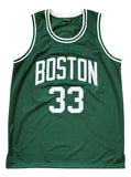 Larry Bird Boston Signed Green Basketball Jersey Bird+PSA/DNA