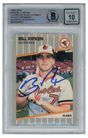 Bill Ripken Autographed/Signed 1989 Fleer 616 Scribble Card Slab Beckett 52680