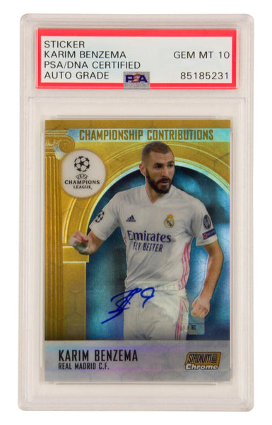 Karim Benzema Signed 2021 Topps Stadium Club Chrome Gold /50 - PSA 10 Autograph