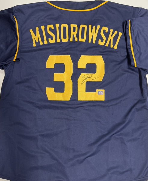 JACOB MISIOROWSKI Brewers Signed Custom Replica Navy Jersey AUTO - PROVA