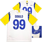 RAMS AARON DONALD AUTOGRAPHED WHITE NIKE ON FIELD JERSEY SIZE L BECKETT 241358