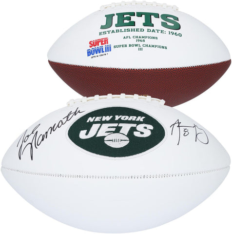 Aaron Rodgers & Joe Namath New York Jets Dual-Signed White Panel Football