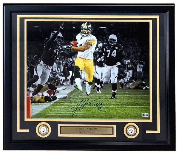 James Harrison Signed Framed 16x20 Steelers Super Bowl XLIII Photo BAS ITP