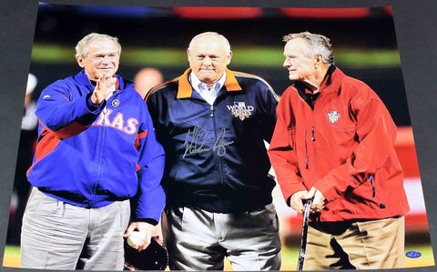 NOLAN RYAN SIGNED HOUSTON ASTROS TEXAS RANGERS PRESIDENT BUSH 16x20 PHOTO