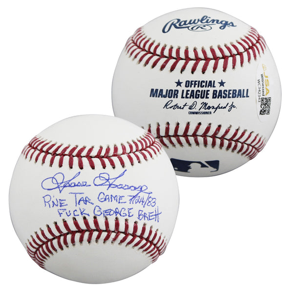 Yankees Goose Gossage "2x Insc" Authentic Signed Oml Baseball JSA Witnessed