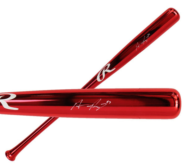 Austin Riley Signed Atlanta Braves Rawlings Chrome Red MLB Bat