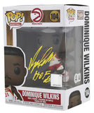 Hawks Dominique Wilkins Signed #104 Funko Pop Vinyl Figure w/ Yellow Sig BAS Wit