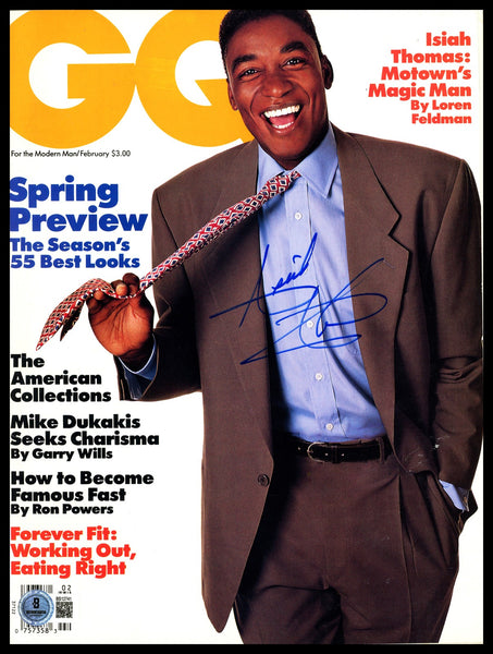 Isiah Thomas Autographed GQ Magazine Detroit Pistons Beckett BAS QR #BS12741