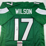 Autographed/Signed Garrett Wilson New York Green Football Jersey JSA COA