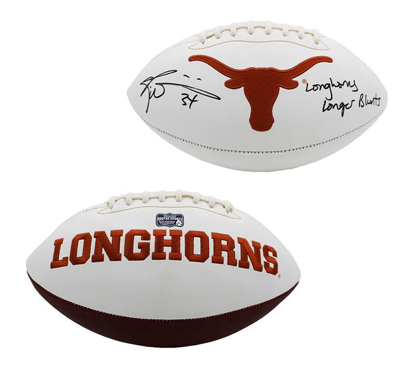 Ricky Williams Signed Texas Longhorns Embroidered White Football w- Insc