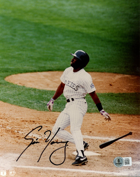 Eric Young Autographed/Signed Colorado Rockies 8x10 Photo Beckett 57724
