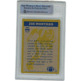 Joe Montana Autographed/Signed 82 Topps #489 Trading Card Slabbed Beckett 51570