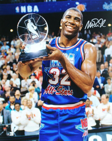 Magic Johnson Signed L.A. Lakers 16x20 Photo (Beckett) 1992 All Star Game MVP