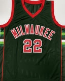RICKY PIERCE Signed Custom Replica Green / Red Bucks Jersey AUTO - BAS