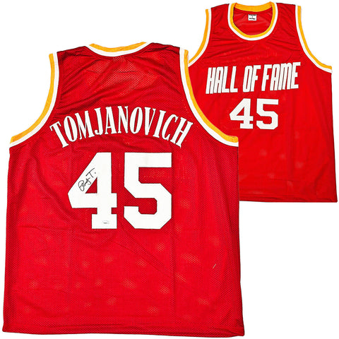 HOUSTON ROCKETS RUDY TOMJANOVICH AUTOGRAPHED RED JERSEY TRISTAR HOLO 215752