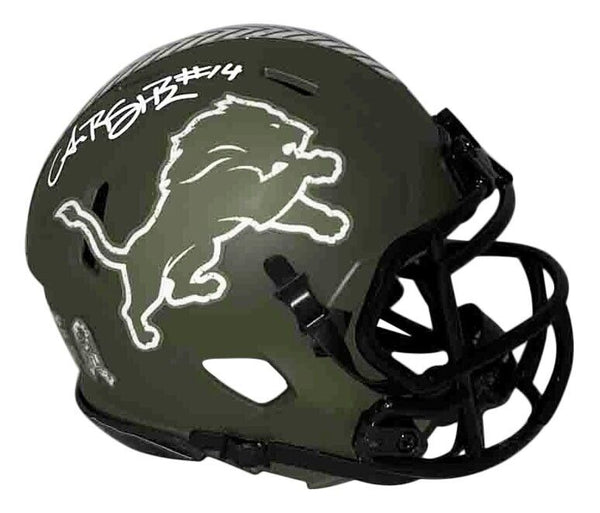 AMON-RA ST BROWN SIGNED DETROIT LIONS SALUTE TO SERVICE MINI HELMET BECKETT