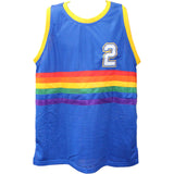 Alex English Autographed Pro Style Blue XL Jersey HOF Beckett Witness 51626