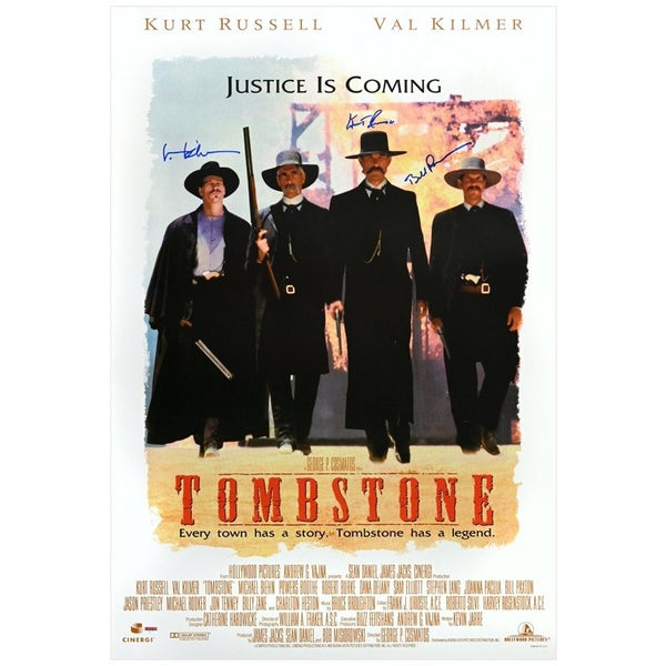 Kurt Russell, Val Kilmer, Paxton Autographed 1993 Tombstone 27x 40 Movie Poster