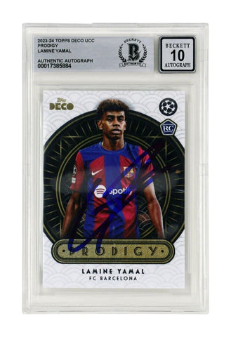 Lamine Yamal Signed 2023-24 Topps Deco UCC Prodigy Rookie - BGS Autograph 10