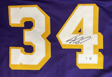 Shaquille O'Neal Los Angeles Signed Purple Basketball Jersey BAS