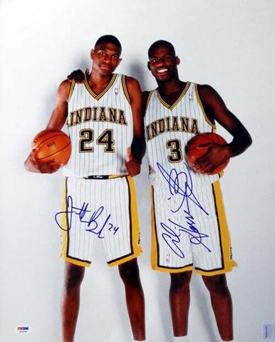 Al Harrington & Jonathan Bender Autographed 16x20 Photo Pacers PSA/DNA #S76730