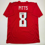 Autographed/Signed Kyle Pitts Atlanta Red Football Jersey Beckett BAS COA