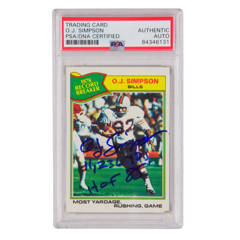 OJ Simpson Signed 1977 Topps Inscribed "11,236 YDS, HOF 85" - PSA Authentic