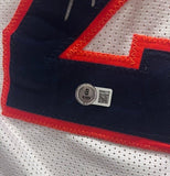 Aqib Talib Autographed White Broncos Jersey Inscribed "SB 50 Champs" BAS COA